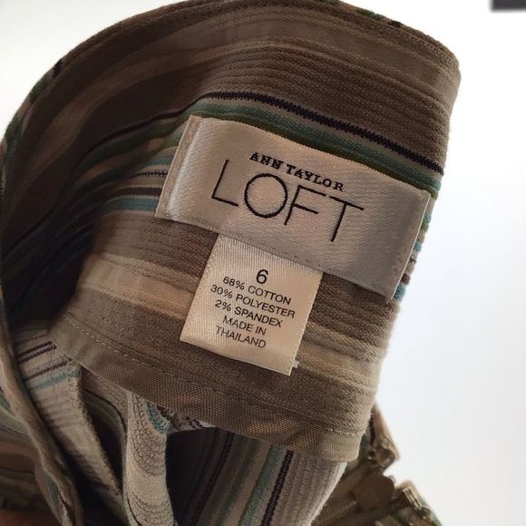 Ann Taylor Loft Pleated Tan Cream Chevron Skirt New With Out Tag Size 6 or 31 - Picture 5 of 7